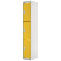 Three Compartment Locker, 300x300x1800mm, Yellow Door