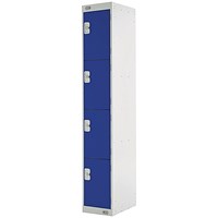 Four Compartment Locker, 300x300x1800mm, Blue Door