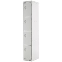 Four Compartment Locker, 300x300x1800mm, Light Grey Door