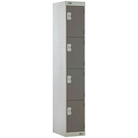 Four Compartment Locker, 300x300x1800mm, Dark Grey Door