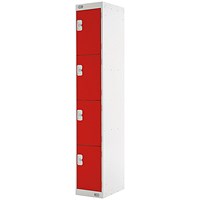 Four Compartment Locker 300x300x1800mm Red Door