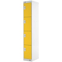 Four Compartment Locker, 300x300x1800mm, Yellow Door