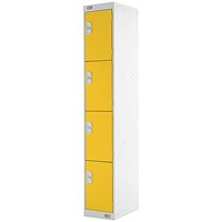 Four Compartment Locker 300x300x1800mm Yellow Door