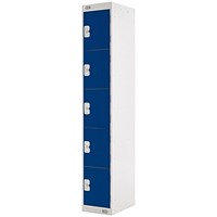 Five Compartment Locker, 300x300x1800mm, Blue Door