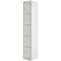 Five Compartment Locker, 300x300x1800mm, Light Grey Door