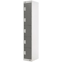Five Compartment Locker, 300x300x1800mm, Dark Grey Door