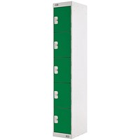 Five Compartment Locker, 300x300x1800mm, Green Door