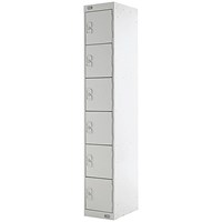 Six Compartment Locker, 300x300x1800mm, Light Grey Door