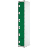 Six Compartment Locker, 300x300x1800mm, Green Door