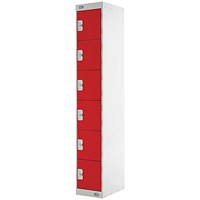 Six Compartment Locker, 300x300x1800mm, Red Door