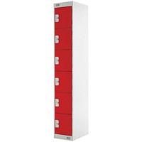 Six Compartment Locker 300x300x1800mm Red Door