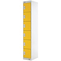 Six Compartment Locker, 300x300x1800mm, Yellow Door