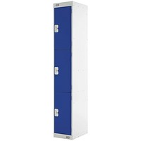 Three Compartment Locker, 300x450x1800mm, Blue Door