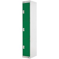 Three Compartment Locker, 300x450x1800mm, Green Door
