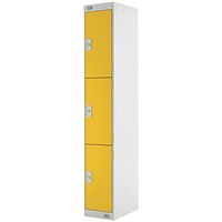 Three Compartment Locker, 300x450x1800mm, Yellow Door