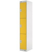 Three Compartment Locker 300x450x1800mm Yellow Door