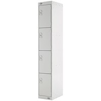 Four Compartment Locker, 300x450x1800mm, Light Grey Door