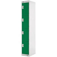 Four Compartment Locker, 300x450x1800mm, Green Door