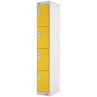 Four Compartment Locker, 300x450x1800mm, Yellow Door
