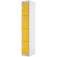 Four Compartment Locker 300x450x1800mm Yellow Door