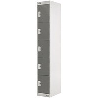 Five Compartment Locker, 300x450x1800mm, Dark Grey Door
