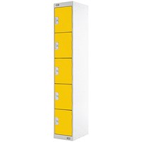 Five Compartment Locker, 300x450x1800mm, Yellow Door