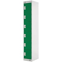 Six Compartment Locker, 300x450x1800mm, Green Door