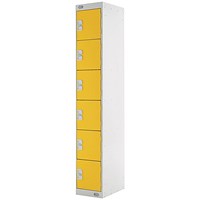 Six Compartment Locker, 300x450x1800mm, Yellow Door