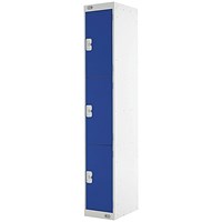 Express Standard Locker, 3 Door, 300x300x1800mm, Light Grey/Blue