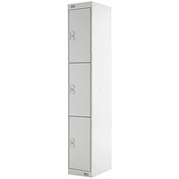 Express Standard Locker, 3 Door, 300x300x1800mm, Light Grey