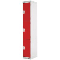Three Compartment Express Standard Locker, 300x300x1800mm, Red Door
