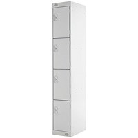 Four Compartment Express Standard Locker, 300x300x1800mm, Light Grey Door