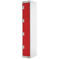 Four Compartment Express Standard Locker, 300x300x1800mm, Red Door