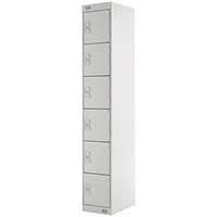 Six compartment Express Standard Locker, 300x300x1800mm, Light Grey Door