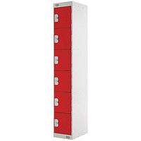 Six Compartment Express Standard Locker, 300x300x1800mm, Red Door