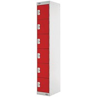 Six Compartment Express Standard Locker 300x300x1800mm Red Door