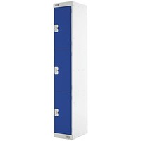 Three Compartment Express Standard Locker, 300x450x1800mm, Blue Door