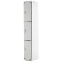 Three Compartment Express Standard Locker, 300x450x1800mm, Light Grey Door