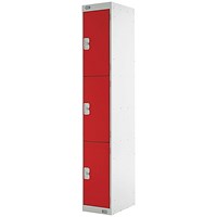 Three Compartment Express Standard Locker, 300x450x1800mm, Red Door