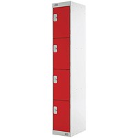 Four Compartment Express Standard Locker, 300x450x1800mm, Red Door