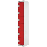 Six Compartment Express Standard Locker, 300x450x1800mm, Red Door