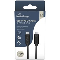 MediaRange USB 3.1 Type C Charge and Sync Cable, 1.2m, Black