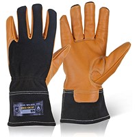 Mec Dex Flux Welder Mechanics Gloves, Black & Brown, Small
