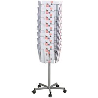 Twinco Literature Display Revolving Floor Stand, 32 Compartments, A4, Silver