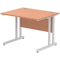 Impulse 1000mm Rectangular Desk, Silver Cantilever Leg, Beech