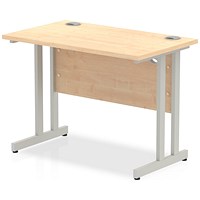 Impulse 1000mm Rectangular Desk, Silver Cantilever Leg, Maple