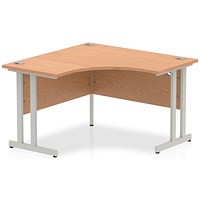 Impulse 1200mm Corner Desk, Silver Cantilever Leg, Oak