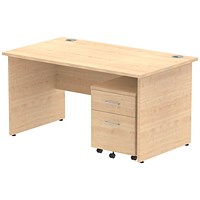 Impulse 1400mm Rectangular Desk, Panel End Leg, 2 Drawer Mobile Pedestal, Maple