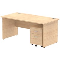 Impulse 1600mm Rectangular Desk, Panel End Leg, 2 Drawer Mobile Pedestal, Maple