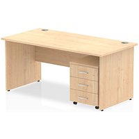 Impulse 1200mm Rectangular Desk, Panel End Leg, 3 Drawer Mobile Pedestal, Maple